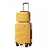 KONO Valise Cabine Rigide Jaune - Set de 2 - 4 roulettes - Serrure TSA
