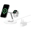 Belkin BoostCharge Pro 3-in-1 - Support de chargement sans fil - avec Qi2 + adaptateur secteur - 15 Watt - Fast Charge - blanc