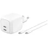 Chargeur Belkin WCH020KQ2MWH-B6 GaN 67 W 2x USB-C Blanc câble 2 m