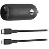 Belkin Chargeur 30W voiture avec câble USB-C vers Lightning (30W) - noir