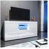 NECHE Meuble TV contemporain blanc brillant DOMICILE - RangemenHaute S...