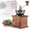 Moulin à Café Manuel Rétro en Acier et Bois - Marron - 10.5x10.5x19.5c...