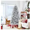CAROMA Sapin de Noël Artificiel 180cm, Sapin de Noel Enneige, Décoration de Noël Réutilisable avec Neige et Support de Fer, Pied, Blanc