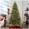 CAROMA Sapin de noel LED lumineux 180 cm, Sapin de Noel Enneige avec Led 250 Lumières 8 Vitesses, 51 Pommes de Pin, Décoration de Noël