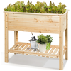 COSTWAY Carré Potager sur Pied Jardinière Surélevé en Bois avec Étagèr...