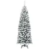 COSTWAY Sapin de Noël Artificiel 180CM Forme Longiligne Feuilles Ennei...