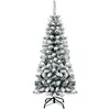 COSTWAY Sapin de Noël Artificiel 140CM Forme Longiligne Feuilles Ennei...