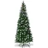 COSTWAY Arbre de Noël Artificiel 180CM Aiguilles en PVC avec Neige,630 Branches Support Métallique pour Maison, Bureau,Magasins Vert