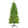 COSTWAY Sapin de Noël 150cm crayon avec lumières LED blanc chaud, sapi...