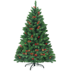 Sapin de Noël Lumineux 135cm COSTWAY-300 Lumières LED,11 Modes-Pommes ...