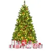 GOPLUS Sapin de Noël Artificiel 135CM Lumineux,LED Blanche Chaude,Bran...