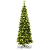 GOPLUS Sapin de Noël 195CM Lumineux-708 Branches Touffues+250 LED-Aiguilles en PVC-Ouverture Parapluie & Automatique