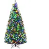 Giantex Sapin de noël artificiel lumineux led lumière 4 couleurs vert 210cm