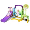 GOPLUS Toboggan et Balançoire 6 en 1 avec Divertissements Multiples,Toboggan Aire de Jeu Multifonctionnel pour Enfants 3-8Ans