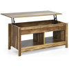 COSTWAY Table Basse avec Plateau Relevable, avec Espace de Rangement Caché et Etagère Inférieur, 109 x 47,5 x 50-63 cm