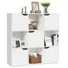 GOPLUS Bibliothèque étagère de rangement 9 cases 5 porte blanc 90x29x90cm
