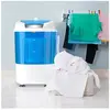 DREAMADE Mini Machine à Laver avec Essoreuse, Mini Lave-Linge Semi Automatique à Cuve Unique Charge 2,5KG, 36X34X51CM, Bleu