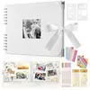 BIGILANTUH Album Photo 80 Pages Noir Scrapbooking Album 29,5X 21Cm Livre Scrapbooking Avec 6 Stylos Metalliques, Pour 160 Photos, (Blanc)