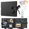 BIGILANTUH Photo Scrapbooking Diy Avec 6 Stylos MéTalliques, 80 Pages Livre Fait à La Main DIY Album, Cadeaux Pour L'Obtention, (noir)