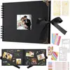 BIGILANTUH Album Photo 80 Pages Noir Scrapbooking Album 29,5 X 21Cm Livre Scrapbooking Avec 6 Stylos Métalliques, Pour 160 Photos, (Noir)