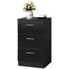 Giantex Table de chevet table de nuit noir en bois avec 3 tiroirs 35 x 38 x 67 cm pour chambre salon entrée bureau