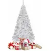 COSTWAY Sapin de Noël Artificiel Matériau PVC avec Pied en Métal Blanc (2.4M)