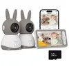 IEGEEK 2K/3MP 5" Babyphone 2 Caméra Bebe,PTZ 360° Baby Phone Vidéo con...