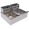 OUKANING Friteuse électrique professionnelle - double réservoir - 5000W  - 60 ° C - 200 ° C température réglable - avec 2 tamis