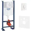 GROHE Pack WC Bâti autoportant Rapid SL avec Plaque Skate Air blanche et Set d'isolation phonique (39145000-3)