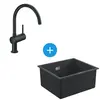 Grohe Kit Evier Quartz Noir Granite K700 417 x 366mm + Mitigeur Minta ...