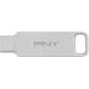 Clé USB - PNY - OTG USB 3.2 128GB - USB C & USB A - Métal argent