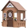 BACKYARD DISCOVERY Maisonnette enfant avec fenêtres, en bois, marron/blanc