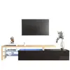 MERAX Meuble tv noir 197,5 cm led mdf meuble tv noir