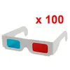 LAKAMODO Lot 100 Lunettes 3D Anaglyphe Rouge/Cyan Bleu En Carton Universelle