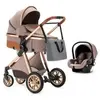P O S Poussette 3 en 1 Bébé Combinée Siège-Auto Nacelle Trio Réversible Réglable Haute Qualité khaki