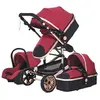 P O S Poussette 3 en 1 Bébé Combinée Siège-Auto Nacelle Trio Réversible Réglable Haute Qualité Roues increvables Canne rouge.bazarland30