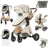 P O S Poussette 3 en 1 Bébé Combinée Siège-Auto Nacelle Trio Réversible Réglable Haute Qualité Roues increvables Canne blanc.bazarland30
