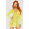 Leg Avenue Robe 86794 Manches Longues & Dentelle Jaune Fluo