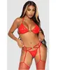Leg Avenue Ensemble Lanières & Vinyle 3 Pièces 81622 Rouge