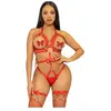Leg Avenue Studded O-ring harness teddy, L (Rouge)