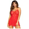 Leg Avenue - Chemise en Dentelle Rose avec Volants - Rouge