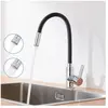 AURALUM MAX Robinet de Cuisine Rotatif 360°- Tuyau Noir en Silicone - Mitigeur Évier Flexible avec 2 Modes Jet pour Cuisine