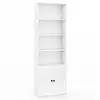 COSTWAY 180 CM Bibliothèque 4 Niveaux avec Armoire à 2 Portes, Meuble ...