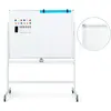 COSTWAY Tableau Blanc Magnétique 120 x 90 cm Double Face Réversible Ef...