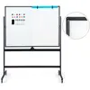 Costway - Tableau Blanc Mobile Magnétique, Double Face Quadrillé, 120x...