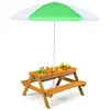 GOPLUS Table et Banc 3 en 1 pour Enfants avec Parasol,Table Convertibl...