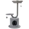 Costway Arbre À Chat 106 Cm - Perchoir, Condo Et 2 Balles Suspendues, Tour À Chat - Poteaux De Soutien En Métal Et Coussin Amovible