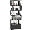 GOPLUS Bibliothèque Étagère 5 Niveaux 70x23x183CM avec Armoire Anti-Ba...