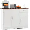 GOPLUS Buffet de cuisine avec 2 placards à portes 2 tiroirs blanc 100x40x78cm