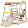Aire de Jeu d'Escalade en Bois 6 en 1 DREAMADE avec Toboggan Corde et ...